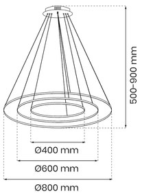Závesné LED svietidlo Hoop, 3x LED 93w, 4000k, b