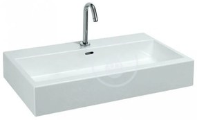 LAUFEN Living Umývadlo, 800 mm x 460 mm, biela – 1 otvor na batériu, stredový H8174360001041