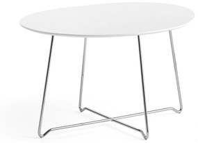 Kaviarenský stôl IRIS, asymetrický, chróm, biela