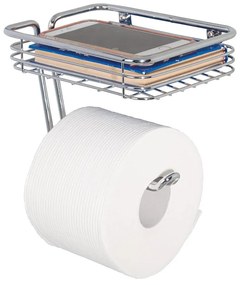Kovový držiak na toaletný papier s košíkom iDesign