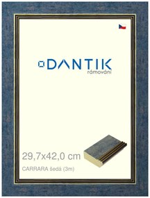 DANTIK rám na obraz 29,7x42 | Vyřazeno | CARRARA šedá (Plexi Čiré)