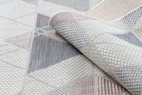Koberec / behúň šnúrkový SIZAL SION Geometrický, Trojuholníky 3006 ploské tkanie biely / ružový