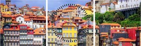Obraz - Ribeira, Portugalsko (s hodinami) (90x30 cm)