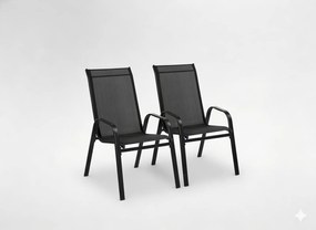 Garden Line SADA 2 ČIERNYCH ZÁHRADNÝCH STOLIČIEK 54 x 70 x 92 CM