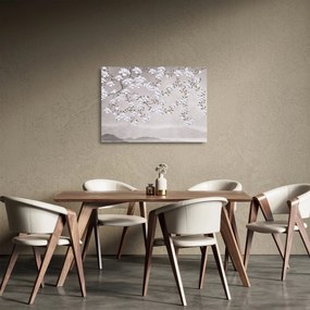 Sklenený obraz - Kvety v šedivej krajine (70x50 cm)