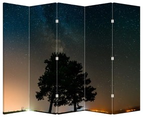 Paraván - Nočná obloha so stromami (210x170 cm)