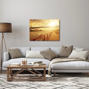 Obraz mosta pri západe slnka (70x50 cm)