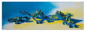 Obraz na plátně Modré žáby - 90x30 cm