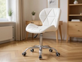 AKCE Biely kancelársky stôl AVOLA z eko kože II. trieda