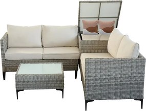 Rohová ratanová záhradná súprava Catini KALEA - šedá/béžová