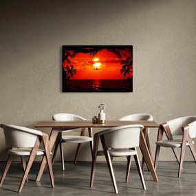 Obraz - západ slnka s lietadlom (90x60 cm)