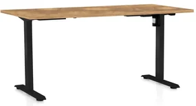Výškovo nastaviteľný stôl OfficeTech A, 160 x 80 cm, čierna podnož, dub zlatý