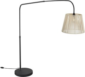 Japandi vonkajšia stojaca lampa čierna s béžovým lanovým tienidlom IP44 - Arc Jayla