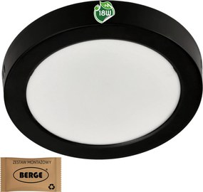 BERGE Okrúhly LED panel prisadený - čierny - 18W - PC - neutrálna biela