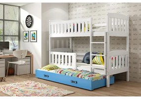 Detská poschodová posteľ KUBUS s výsuvnou posteľou 80x190 cm - biela Modrá