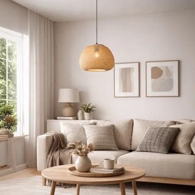 Závesný luster PETRA na lanku 1xE27/15W/230V, priemer 35 cm, bambus