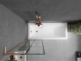 Mexen Next L, 1-krídlová vaňová zástena 60 x 150 cm, 6mm číre sklo-čierny vzor, medený profil, 895-060-000-03-77-65