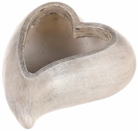 Obal kvetinový pietny - tvar srdca, polyresin, sivá