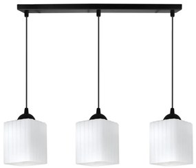 Závesné svietidlo Riffle Square, 3x biele sklenené tienidlo, b