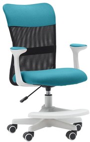 Detská stolička Neoseat MONKEY WHITE s podnožou — látka, biela / tyrkysová