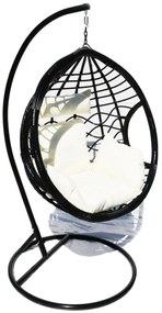 Závesné kreslo 03 čierne s béžovou poduškou