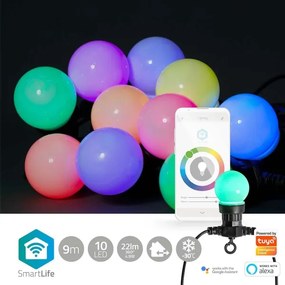 Nedis WIFILP03C10 - LED RGB Dekoračná reťaz 10xLED 12m IP65 Wi-Fi Tuya