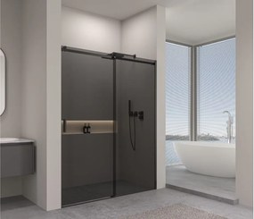 Erga Lynn, posuvné sprchové dvere do otvoru 130x195 cm, 8mm šedé sklo, čierny profil, ERG-V02-LYNN-D130-GR-BK