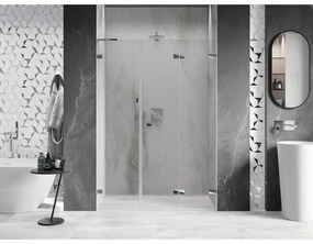 Mexen Lunar-F, L pravé skladacie sprchové dvere 150 cm, 8mm číre sklo, chrómový profil, 836SL-150-050-01-00-P