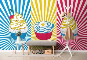 Samolepiaca tapeta pop art cupcakes