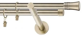 Dekorstudio Mosadzná dvojradová garniža CAPRI 19mm Dĺžka: 160cm, Typ uchytenia: Držiak dvojitý modern, Typ príslušenstva: Krúžky tiché so štipcami