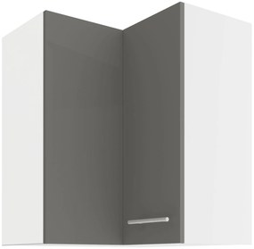 Horná rohová kuchynská skrinka Lavera 60x60 GN-72 2F (90°) (korpus: biela + front: lesk sivý). Vlastná spoľahlivá doprava až k Vám domov. 1134585