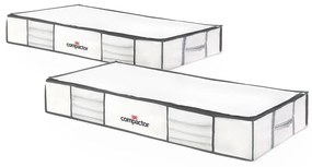 Súprava 2 bielych úložných boxov pod posteľ s vakuovým obalom Compactor XLarge Underbed Life, 105 x 15,5 cm