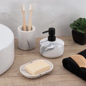 Dávkovač mydla Vena Marble, biela/s čiernymi prvkami, 175 ml