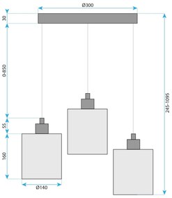 Toolight Toolight, stropné svietdlo 3xE27, APP1820-3CPR, čierna-hnedá, OSW-00621