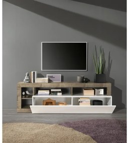 Televízny stolík LENOR biely/hnedý