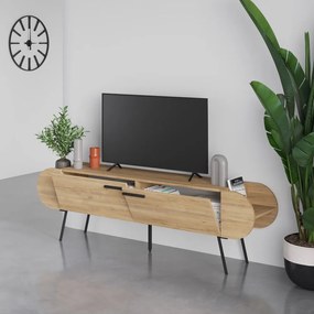 TV stolík v dekore duba v prírodnej farbe 195x57 cm Saluso – Marckeric
