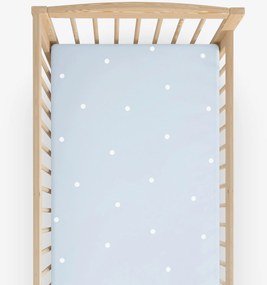 Goldea bavlnená napínacia plachta do detskej postieľky - bodky na nebesky modrom 60 x 120 cm