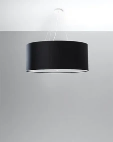 Závesné svietidlo Otto, 1x čierne textilné tienidlo, (biele sklo), (fi 70 cm)
