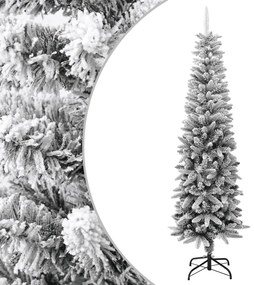 Zasnežený umelý úzky vianočný stromček 210 cm PVC a PE 345196