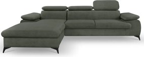 Rohová sedacia súprava Scala, olivovo zelená látka, ľavý roh