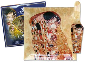 Sklenená tácka 25x25 cm s lopatkou Gustav  Klimt The Kiss, CARMANI