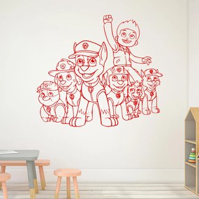 Veselá Stena Samolepka na stenu na stenu Ryder a Labková patrola Farba: červená, Veľkosť: 100 x 88 cm