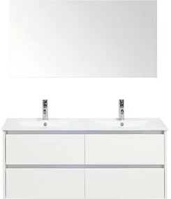 Kúpeľňový nábytkový set Dante 120 cm s keramickým dvojitým umývadlom a zrkadlom biela vysoko lesklá