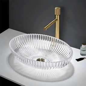Rea Nicole, sklenené umývadlo na dosku 510x345x150 mm, číra, REA-U4701