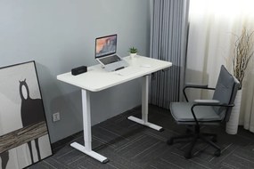 Výškovo nastaviteľný elektrický stôl BestBerg BBAT-14WW / rozmer 140x70 cm / výška 93,4-125,4 cm / biely