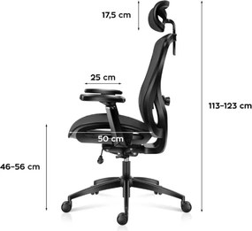 Ergonomická stolička Combat 7.3 Black Mesh
