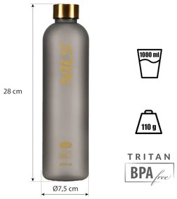 Tritanová fľaša na pitie NILS Camp NCD61 1000 ml sivá