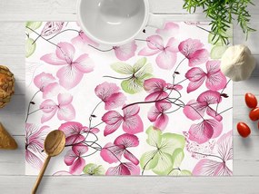 Biante Bavlnené prestieranie na stôl Sandra SA-366 Ružovo-zelené kvety na bielom 35x45 cm