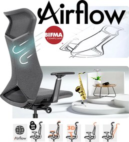 Ergonomická kancelárska stolička MOSH Airflow 502 - čierna
