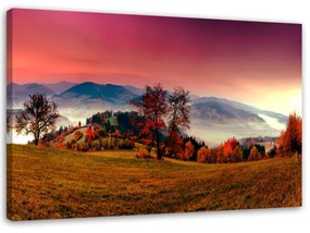 Obraz na plátně Horská krajina Louka Strom - 90x60 cm